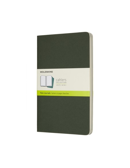 Märkmik Moleskine Cahier 13x21cm, valge, pehmed kaaned, roheline
