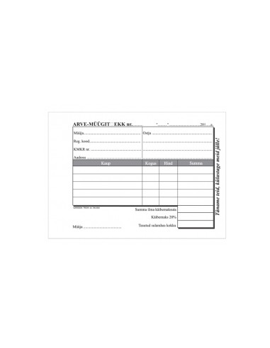 Form Arve-müügitsekk A6, 2-set x 50 sets GR