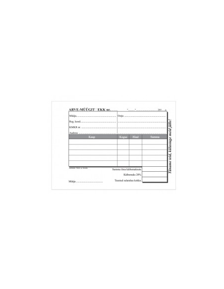 Form Arve-müügitsekk A6, 2-set x 50 sets GR