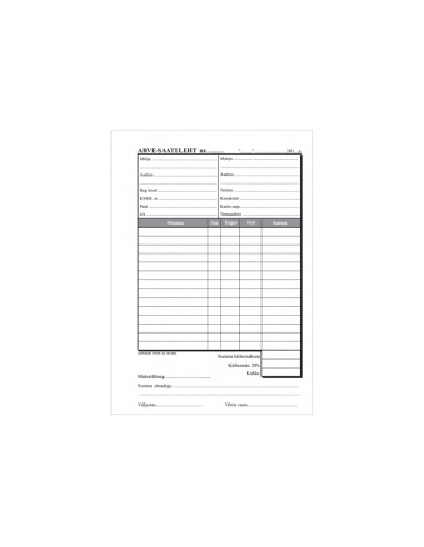Form Arve-Saateleht A5, horisontal, self copied, 100sh GR