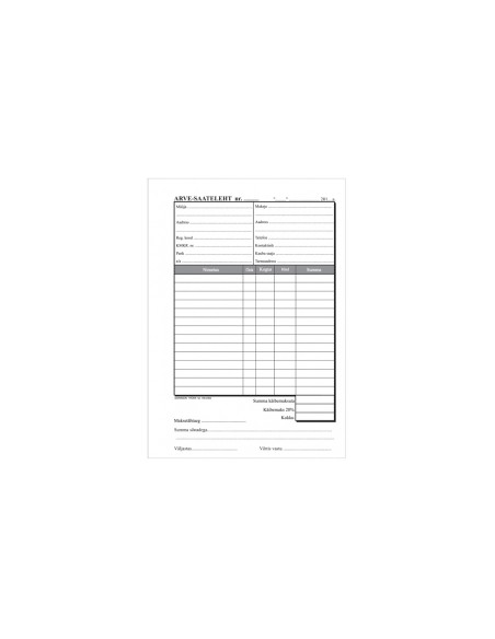 Form Arve-Saateleht A5, horisontal, self copied, 100sh GR