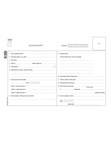 Blankett Isikukaart A4, GR