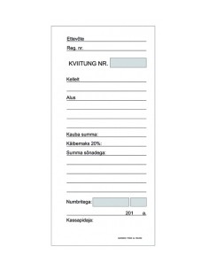 Blankett Kviitung A7 2x50, isekopeeruv, GR