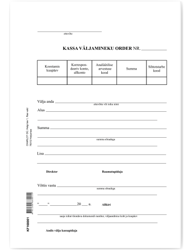 Form Cash issue Order A5 100sh