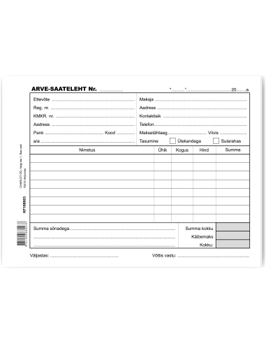 Form Arve-Saateleht A5 100sh KPF