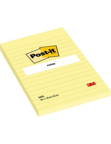 Märkmepaber 3M Post-it 102x152mm jooneline, kollane