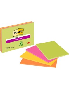 Sticky notes 3M Post-it Super Sticky A5 45sheets pad in 4 neon colour (green, pink, orange & daffodil)