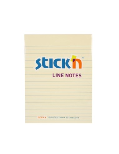 Märkmepaber StickN 21038 203x150mm 50L pastell kollane jooneline
