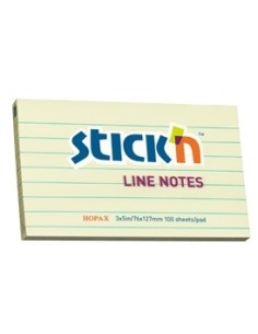 Märkmepaber StickN 21055 76x127mm 100L pastell kollane jooneline