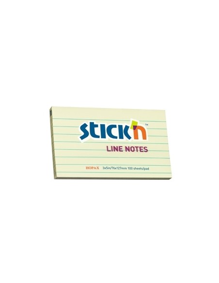 Märkmepaber StickN 21055 76x127mm 100L pastell kollane jooneline