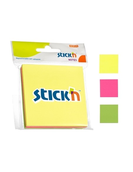 Märkmepaber StickN 21093 76x76mm 3x50L neoon assortii blistris