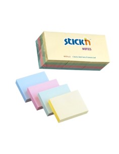 Märkmepaber StickN 21531 38x51mm 12x100L 12tk/pk pastellvärvid