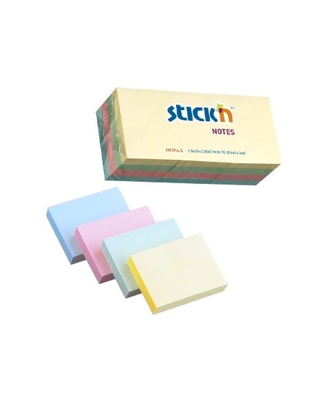 Märkmepaber StickN 21531 38x51mm 12x100L 12tk/pk pastellvärvid