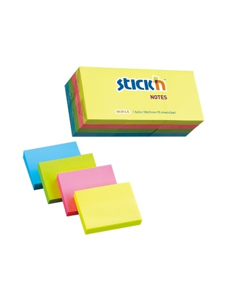 Sticky note Stick´N 21532 38x51mm 12 pads/pack, Assorted Neon, bundle wrapping