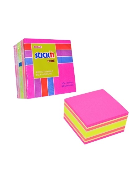 Märkmekuup StickN 21536 76x76mm neoon 400L roosad toonid