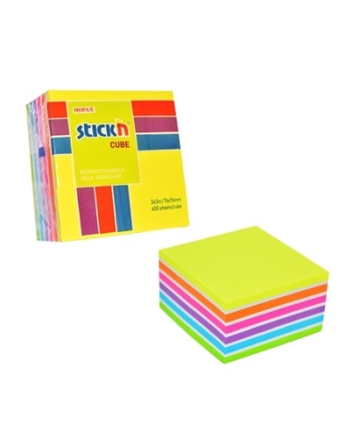 Märkmekuup StickN 21539 76x76mm neoon 400L kirkad toonid