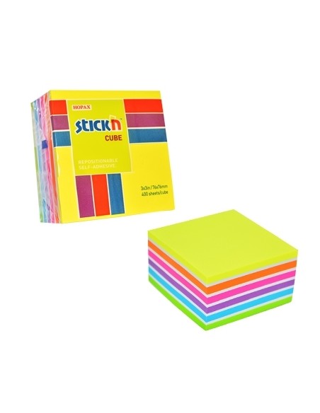 Märkmekuup StickN 21539 76x76mm neoon 400L kirkad toonid