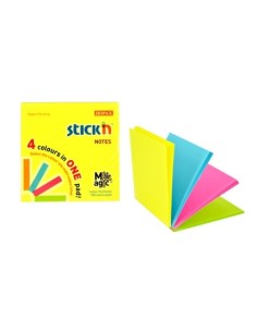 Sticky note Stick´N 21571 Magic pads 76x76mm 100sh 4x25pcs neon assorted