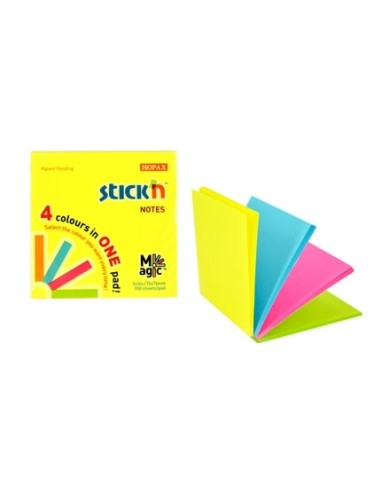 Märkmepaber StickN 21571 Magic pads 76x76mm 4x25L neoon assortii