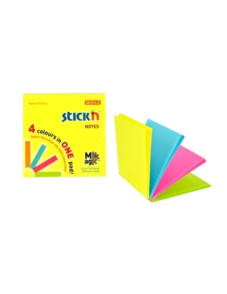 Märkmepaber StickN 21571 Magic pads 76x76mm 4x25L neoon assortii