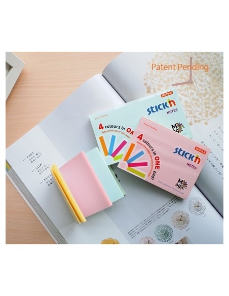 Sticky note Stick´N 21574 Magic pads 76x76mm 100sh 4x25pcs pastell assorted