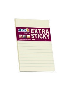 Extra sticky 6x4", pastel yellow, lines, 90s/pad