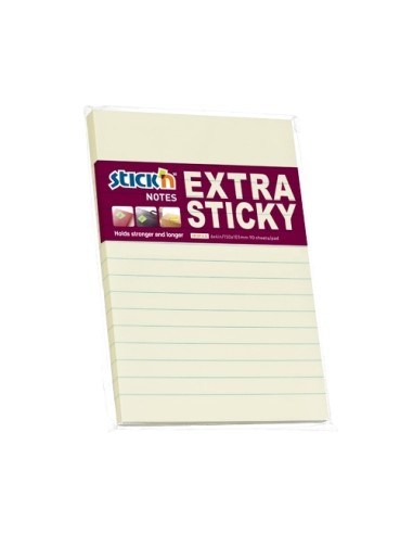 Extra sticky 6x4", pastel yellow, lines, 90s/pad