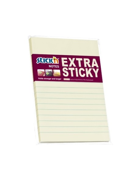 Extra sticky 6x4", pastel yellow, lines, 90s/pad