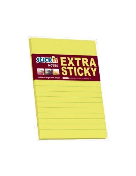 Extra sticky 6x4", neon yellow, lines, 90s/pad