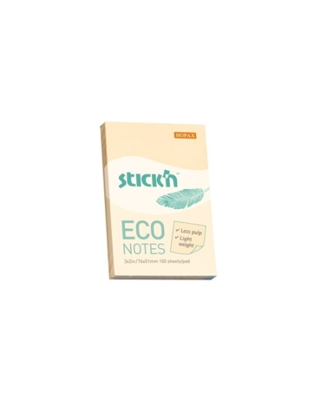 Eco note, 76x51mm, 100s/pad, pastel yellow