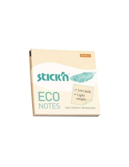Eco note, 76x76mm, 100s/pad, pastel yellow