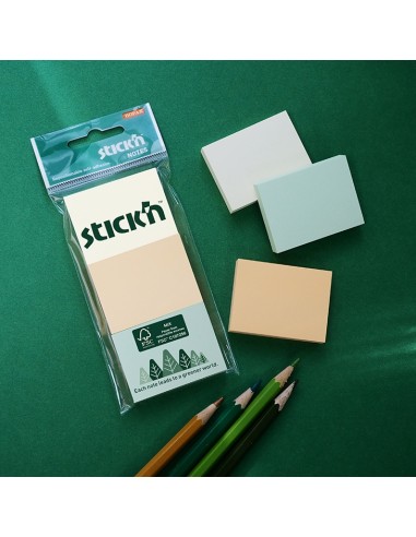 Märkmepaber StickN 21885 FSC 38x51mm 3x100L pastell assortii