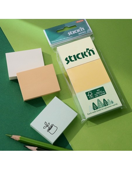 FSC note - 1.5"x2" ,100 sheetsx3pads,Y+O+G