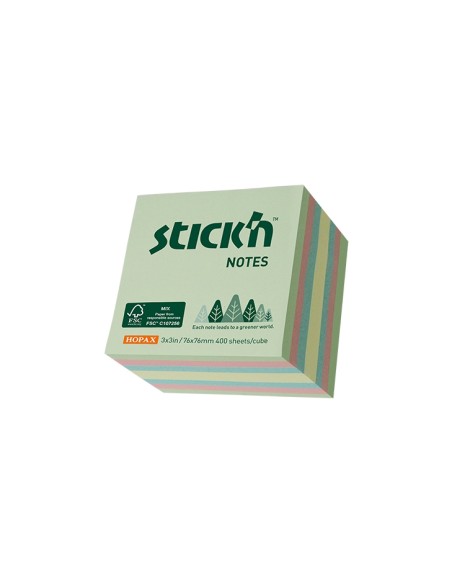 Märkmekuup StickN 21891 FSC 76x76mm 400L pastell assortii