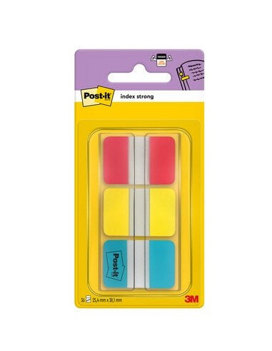 Index 3MPost-it Strong 686RYB red yellow,blue,22 each/color