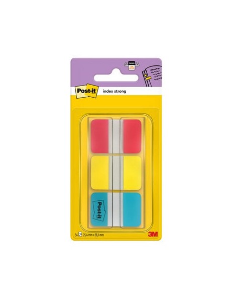 Index 3MPost-it Strong 686RYB red yellow,blue,22 each/color
