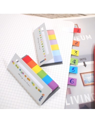 Paper index, 45x15mm, 30sheets, 6 pads/pack, Rainbow