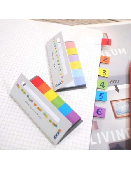 Paper index, 45x15mm, 30sheets, 6 pads/pack, Rainbow