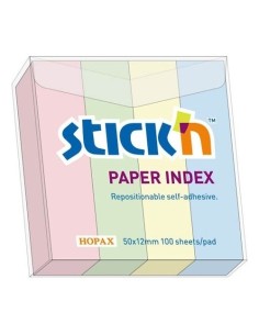 Järjehoidja StickN 21612 Indeksid paberist 50x12mm 4x100L pastell värvid blistris