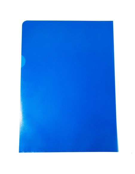 Plastic L-pockets A4 frosted 100pcs transparent blue