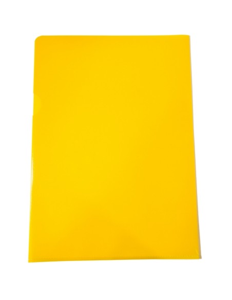 Plastic L-pockets A4 frosted 100pcs transparent yellow