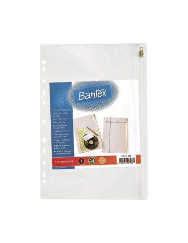 Kiletasku Bantex "Zip Pocket", Clear, Secure Zip