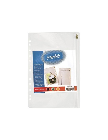 Kiletasku Bantex "Zip Pocket", Clear, Secure Zip