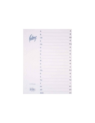 Dividers COLLEGE A4 A-Ö paper white