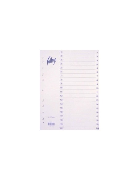 Dividers COLLEGE A4 1-20 paper white