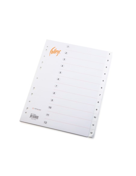Dividers COLLEGE A4 1-12 plastic white