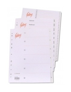 Vahelehed College A4 1-20 plastik valge