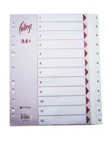 Dividers KPF College EW A4 1-12 plastic, white