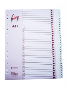 *Dividers KPF College A4 EW 1-31 plastic, white