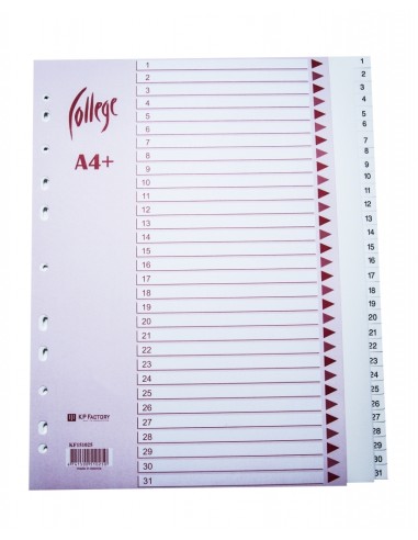 *Dividers KPF College A4 EW 1-31 plastic, white